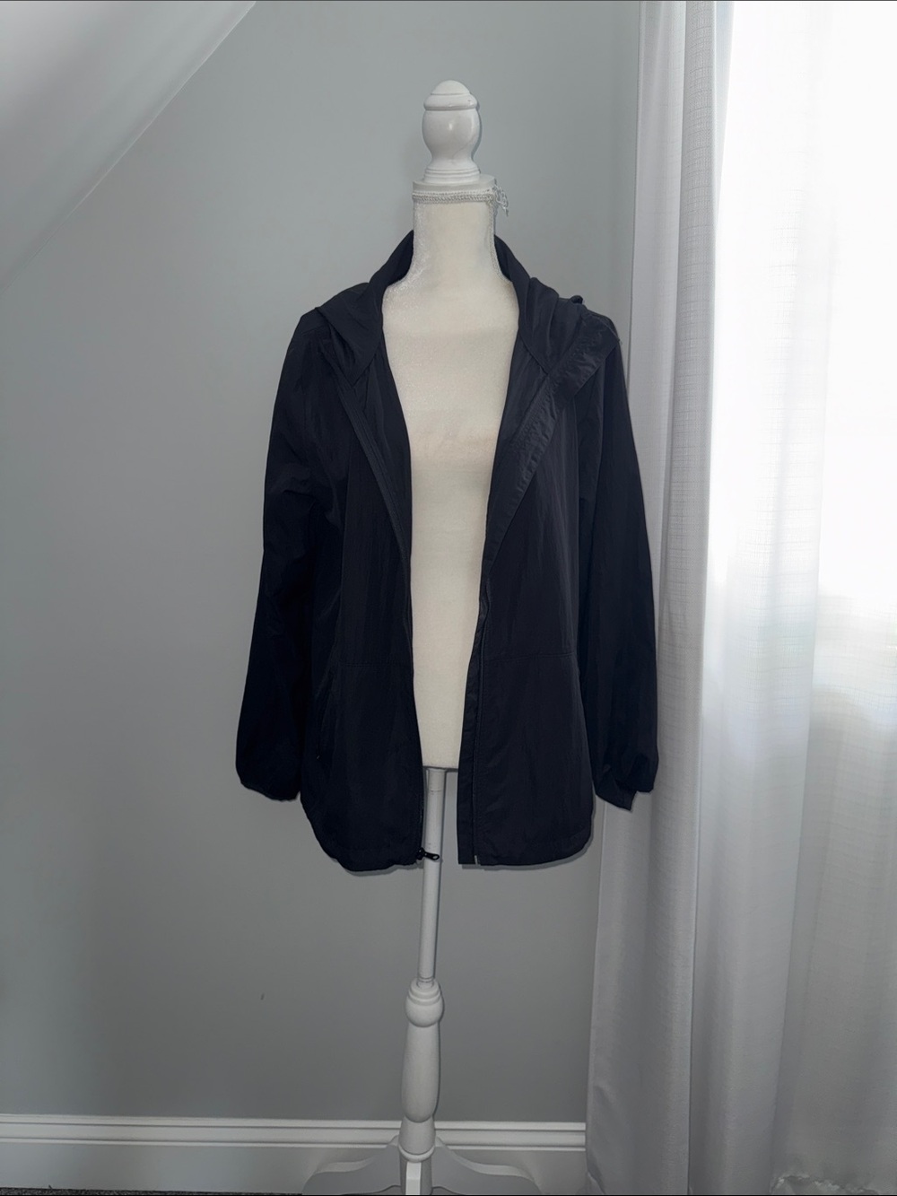 aerie Black Hooded Utility Jacket